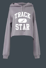 Load image into Gallery viewer, TRACK STAR Women&#39;s Cropped Fleece Pullover Hoodie
