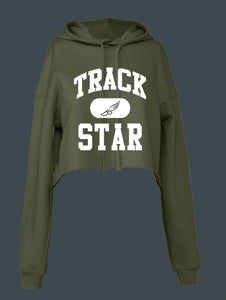 TRACK STAR Women's Cropped Fleece Pullover Hoodie