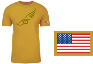 TRACKSTAR by Noey Antique Gold Track Spike Gold Logo: Flag