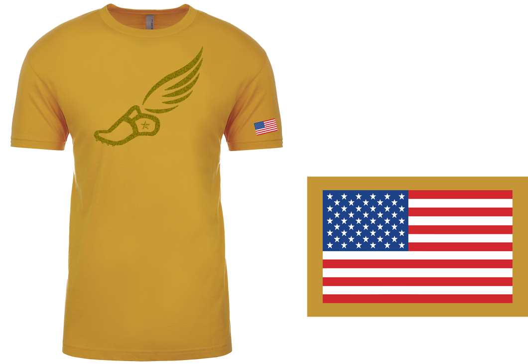 TRACKSTAR by Noey Antique Gold Track Spike Gold Logo: Flag