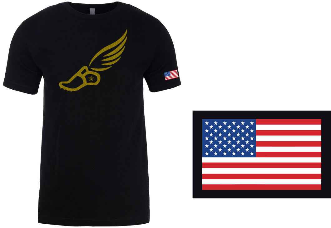 TRACKSTAR by Noey Black Track Spike Gold Logo: Flag