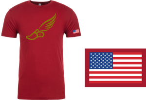 TRACKSTAR by Noey Cardinal Red Track Spike Gold Logo: Flag