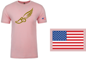 TRACKSTAR by Noey Desert Pink Track Spike Gold Logo: Flag