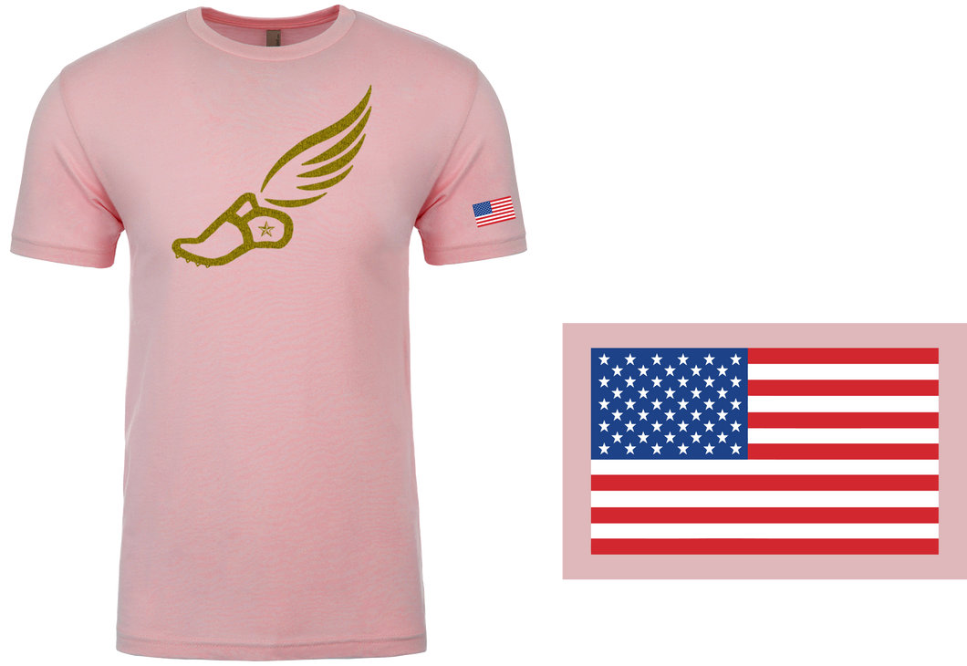 TRACKSTAR by Noey Desert Pink Track Spike Gold Logo: Flag