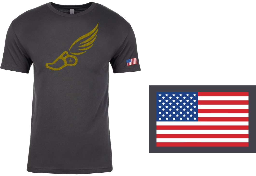 TRACKSTAR by Noey Heavy Metal Track Spike Gold Logo: Flag