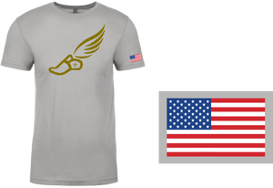 TRACKSTAR by Noey Light Gray Track Spike Gold Logo: Flag