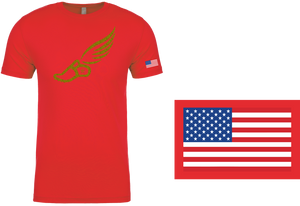 TRACKSTAR by Noey  Red Track Spike Gold Logo: Flag