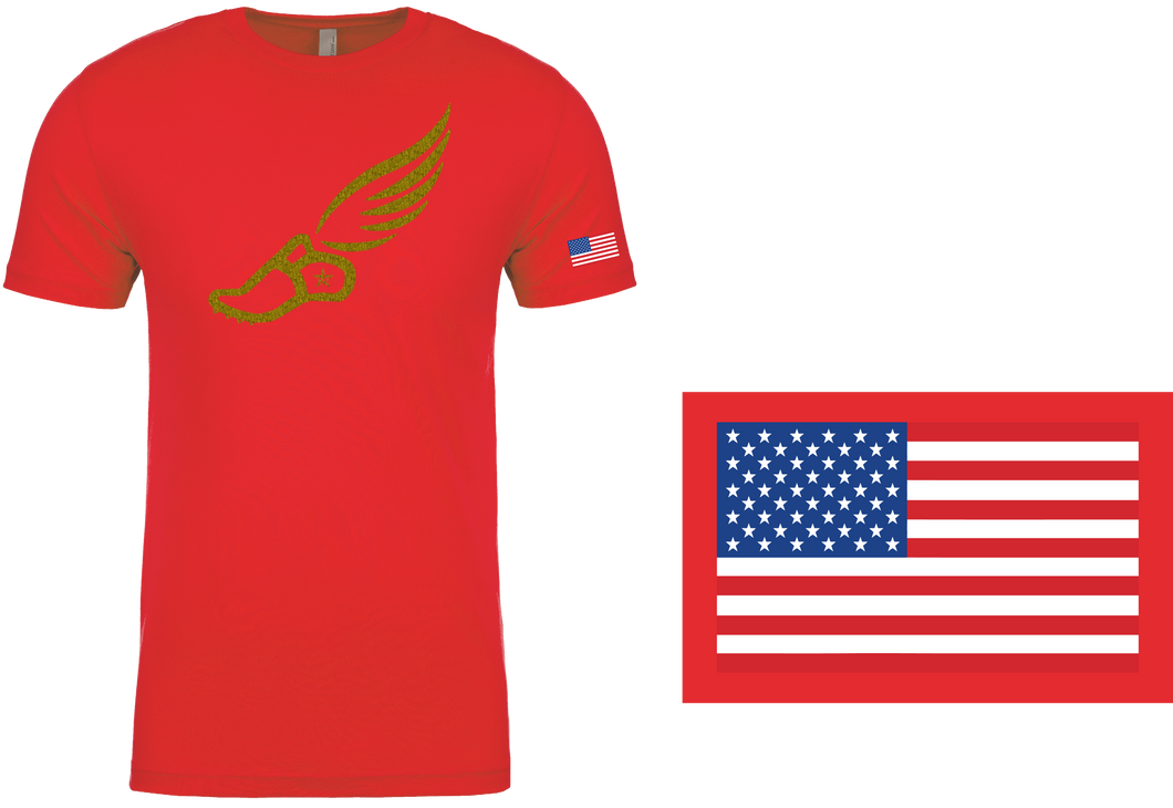 TRACKSTAR by Noey  Red Track Spike Gold Logo: Flag